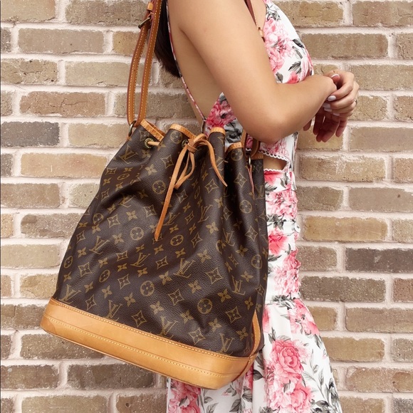 Louis Vuitton Noe Handbag Monogram Canvas Large Bucket Bag Brown - Picture 3 of 4